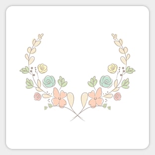 Spring flower laurel branches. Hand drawn design elements. Sticker